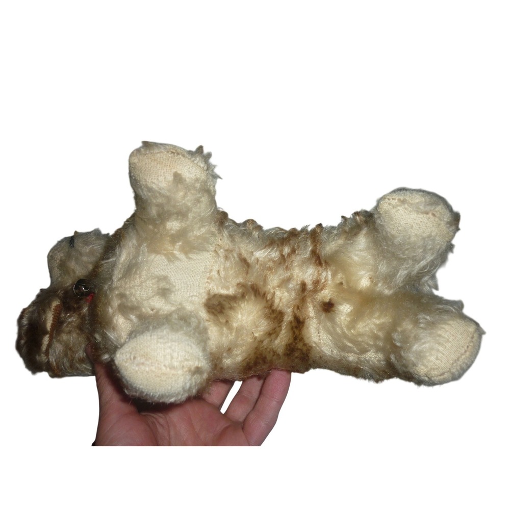 1940s Mohair Terrier Dog Plush Vintage Toy Straw Stuffed Jingle Bell Collar USA - Picture 7 of 9